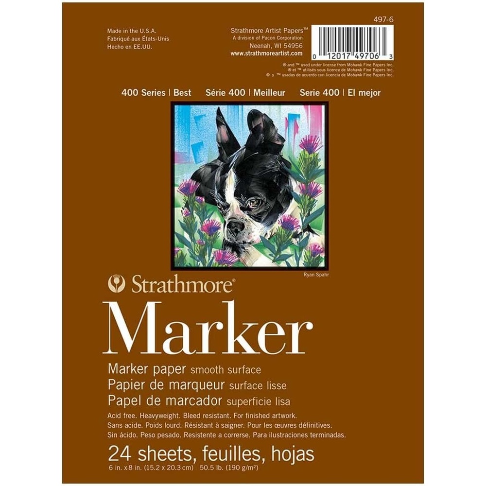 Strathmore Marker Paper Pad-50lb Smooth 24 Sheets -62497900, 9×12, White(6×8 in (24 Sheets  Pack of 1))