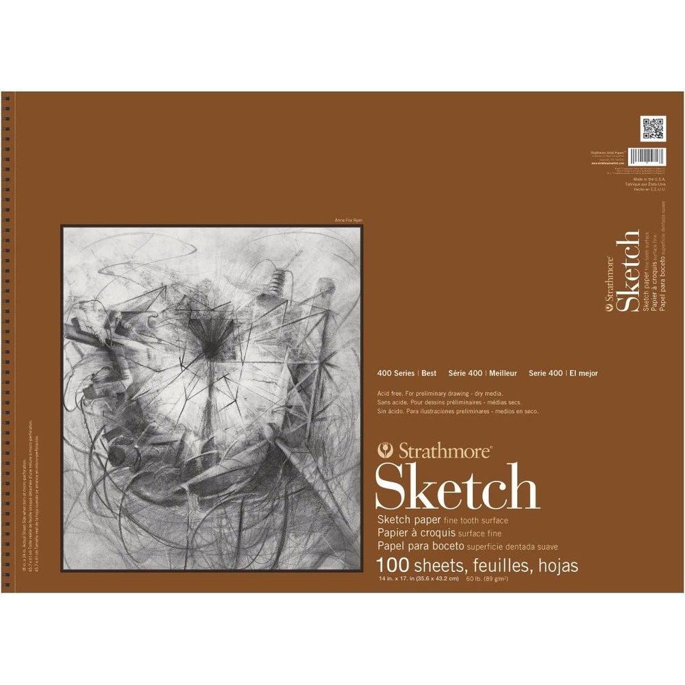 Strathmore 400 Series Sketch Pad, 9×12 inch, 100 Sheets – Artist Sketchbook for Drawing, Illustration, Art Class Students(14×17)