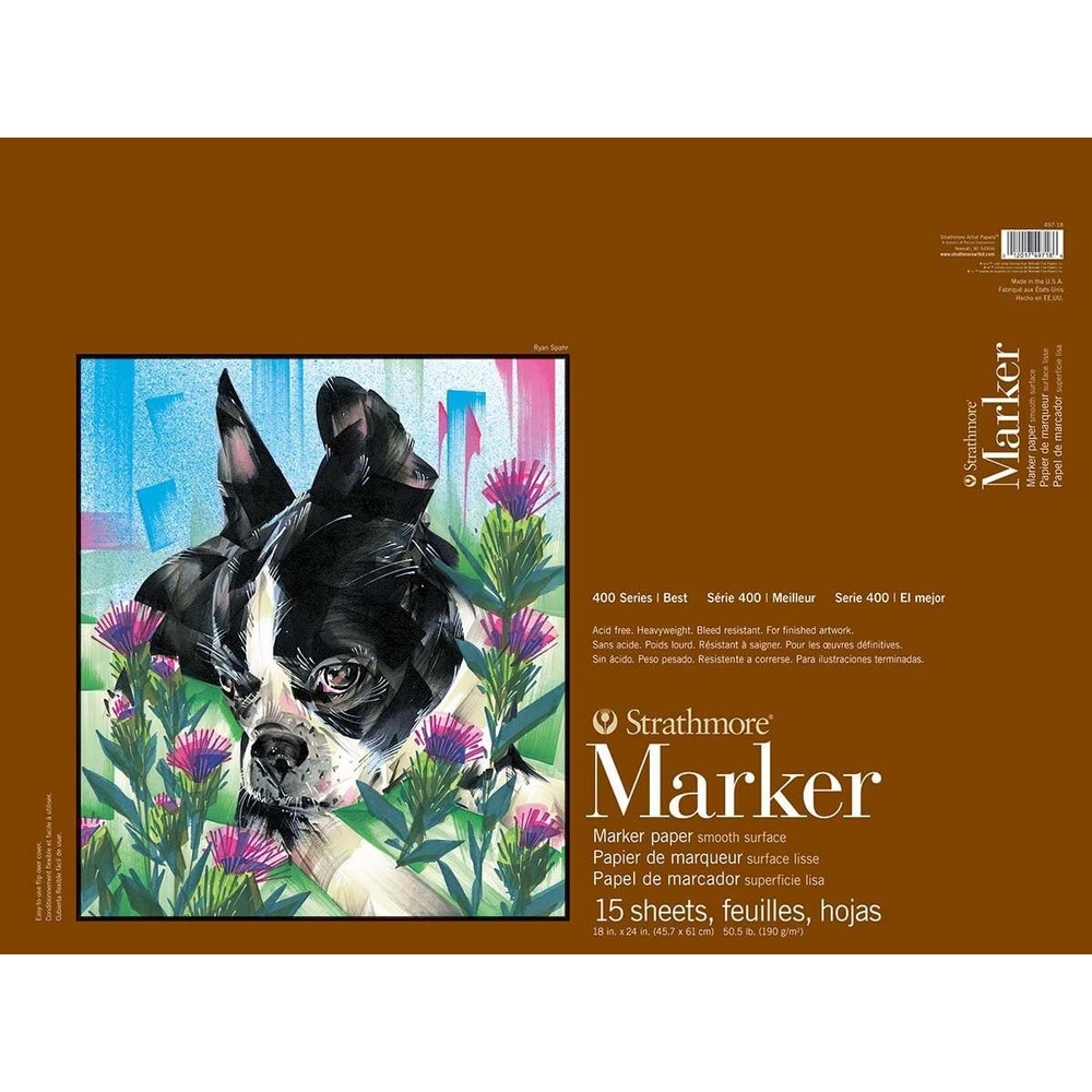 Strathmore Marker Paper Pad-50lb Smooth 24 Sheets -62497900, 9×12, White(18×24 in (15 Sheets  Pack of 1))