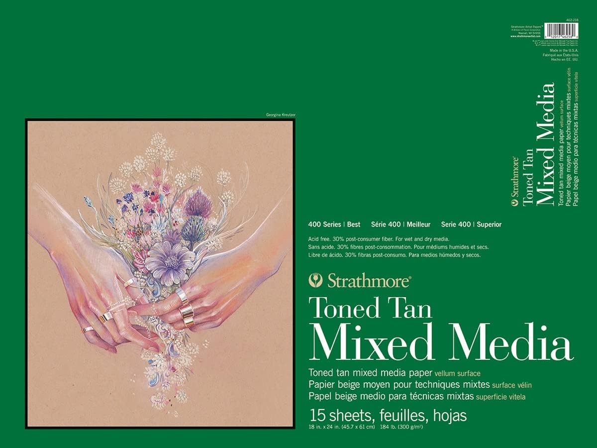 Strathmore Toned Mixed Media Paper Toned Grey 11″X14″-15 Sheets -62462311(Toned Tan)