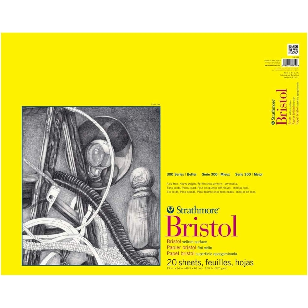Strathmore 300 Series Bristol Vellum Pad, 19″x24″, Tape Bound 20 Sheets(19″x24″)