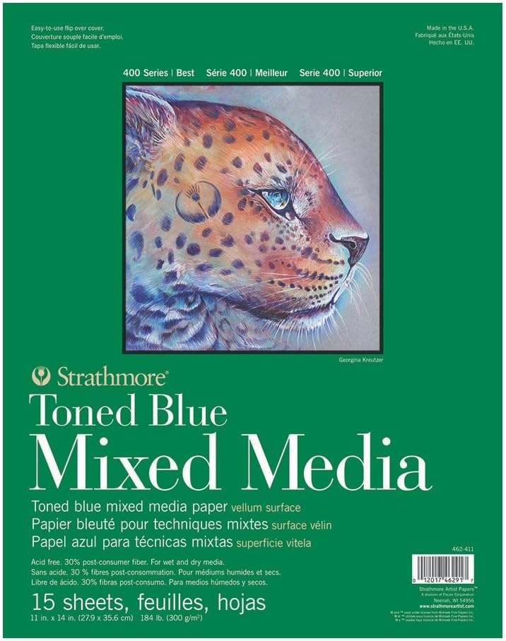 Strathmore Toned Mixed Media Paper Toned Grey 11″X14″-15 Sheets -62462311(Toned Blue)