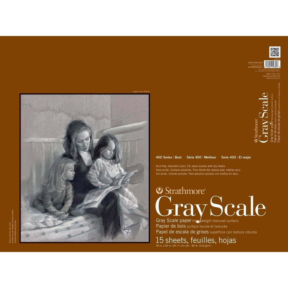 Strathmore Assorted Tints Gray Scale Paper Pad 9″X12″-15 Sheets -4400009(18×24)