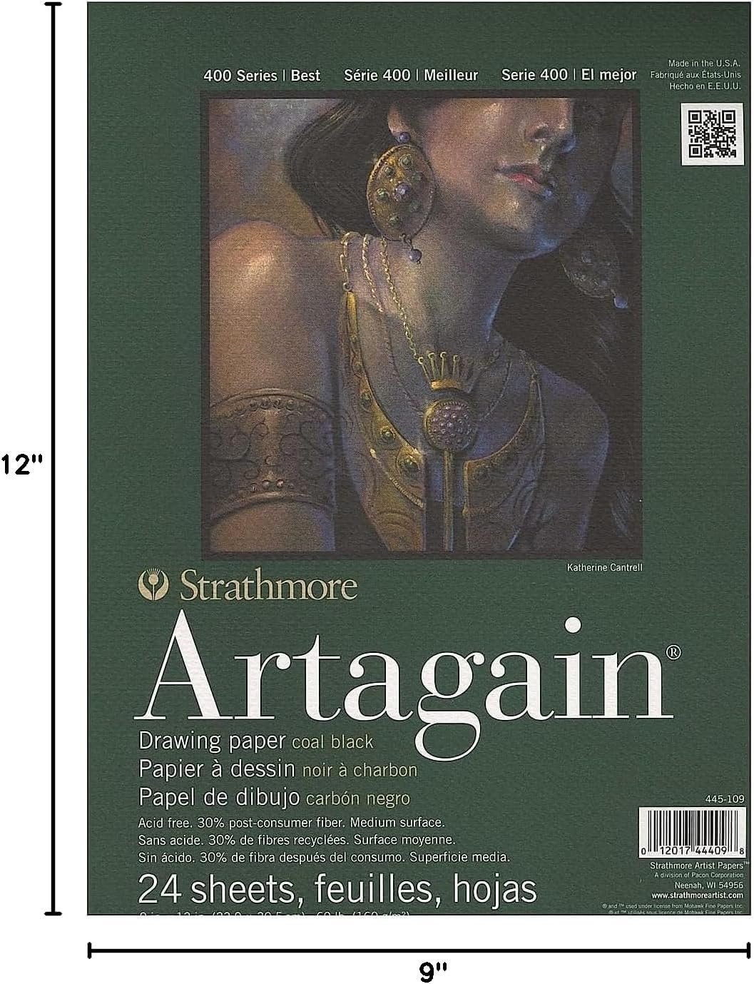 Strathmore – 445-9 Paper 400 Series Artagain Pad, 9″x12″, Assorted(Coal Black)
