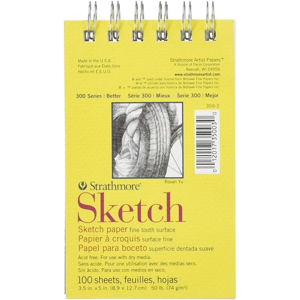Strathmore 300 Series Sketch Pad, 3.5×5 inch, 100 Sheets, Top Wire – Artist Sketchbook for Drawing, Illustration, Art Class Students