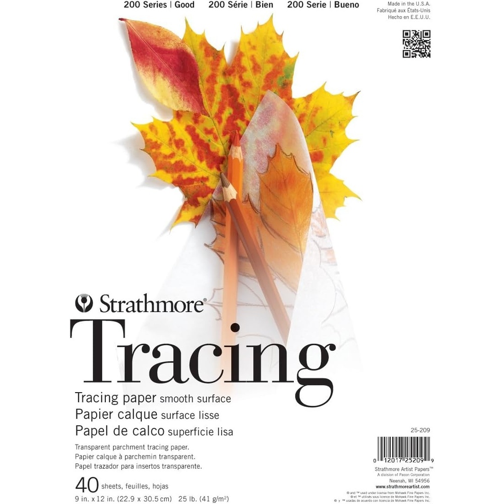 Strathmore 200 Series Tracing Paper, Tape Bound Pad, 9×12 inches, 40 Sheets (25lb/41g) – Artist Paper for Adults and Students