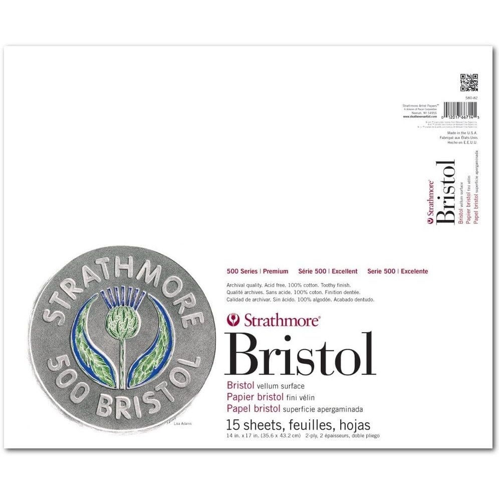 Strathmore (580-42 500 Series Sequential Art Bristol, 2-Ply Vellum Surface, 24 Sheets(Vellum  2 Ply)