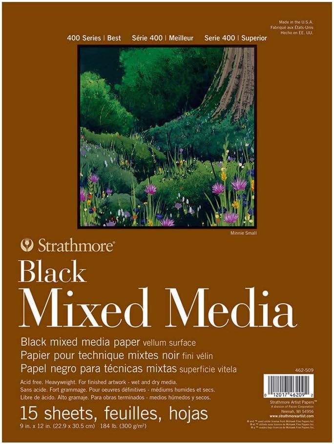 Strathmore Toned Mixed Media Paper Toned Grey 11″X14″-15 Sheets -62462311(Black)