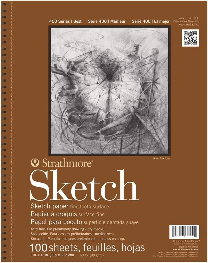 Strathmore 400 Series Sketch Pad, 9×12 inch, 100 Sheets – Artist Sketchbook for Drawing, Illustration, Art Class Students(9×12)