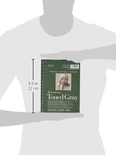 Strathmore 400 Series Wire Bound Toned Sketch Pad, 80 lb. Paper, 11 X 14 inches, Gray, 50 Sheets (412-111)(5.5×8.5)