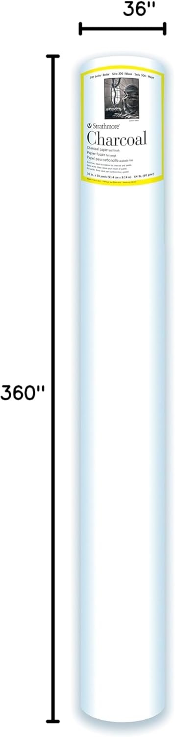 Strathmore 300 Series Charcoal Paper Pad, Glue Bound, 11×17 inches, 32 Sheets (64lb/95g) – Artist Paper for Adults and Students – Charcoal and Pastel(36×10 yards)