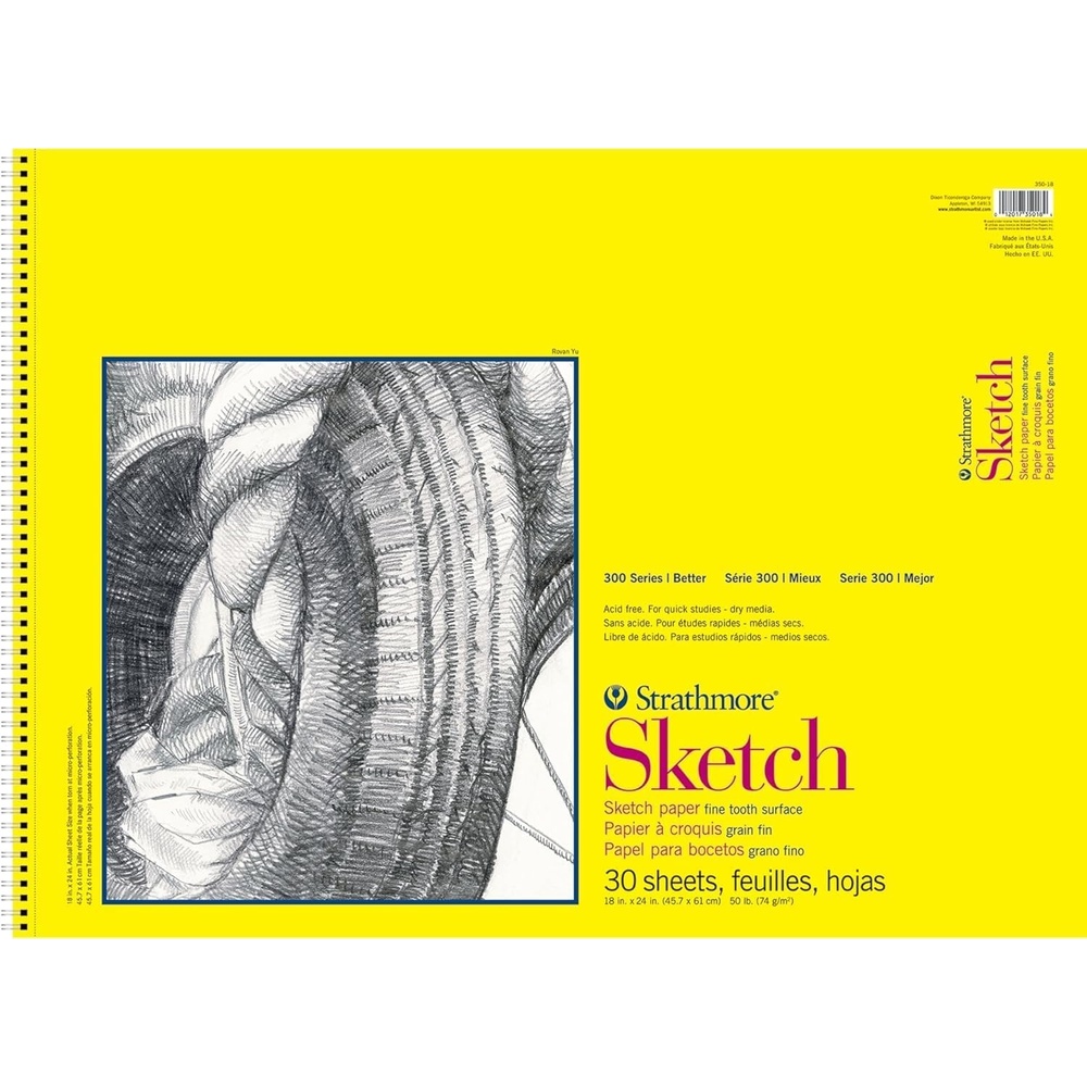 Strathmore 300 Series Sketch Pad, 18×24 inch, 30 Sheets, Side Wire – Artist Sketchbook for Drawing, Illustration, Art Class Students(18×24 inch)