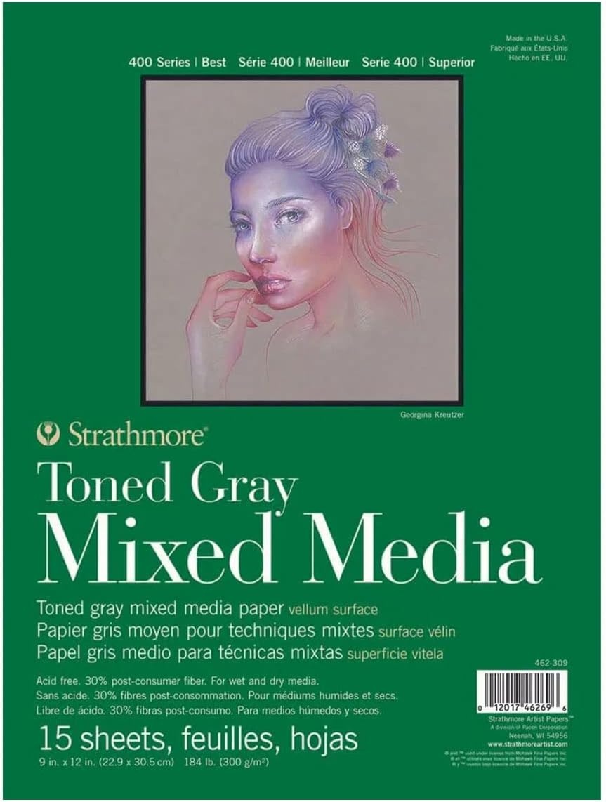 Strathmore Toned Mixed Media Paper Toned Grey 11″X14″-15 Sheets -62462311(Toned Gray)