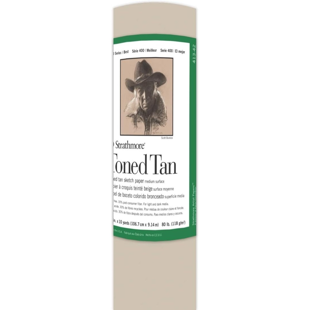 Strathmore 400 Series Toned Sketch Roll, 80 lb. Paper, 42 inch X 10 Yard Roll, Tan (413-42)