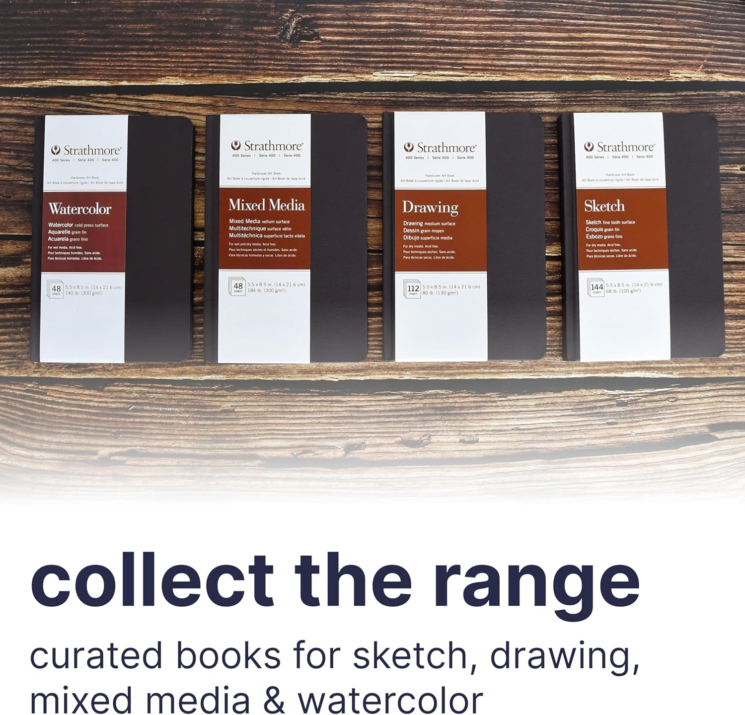 Strathmore 400 Series Drawing Paper Art Book, Matte Brown Cover, Cream White, Hardbound, 56 Sheets, 8.5×11 inch(Hardbound)