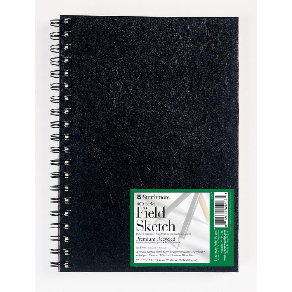 Strathmore 400 Series Sketch Black Sketch Book, 7 by 10″, 9″x12″, White, 70 Sheets