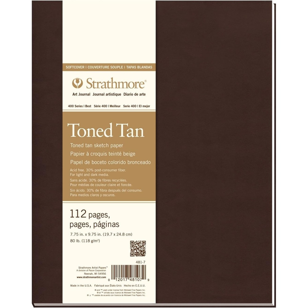 Strathmore 480-7 Softcover Art Journal, 7.75″ x 9.75″, White,160 Pages(Soft Cover  Tan  Phase Out)