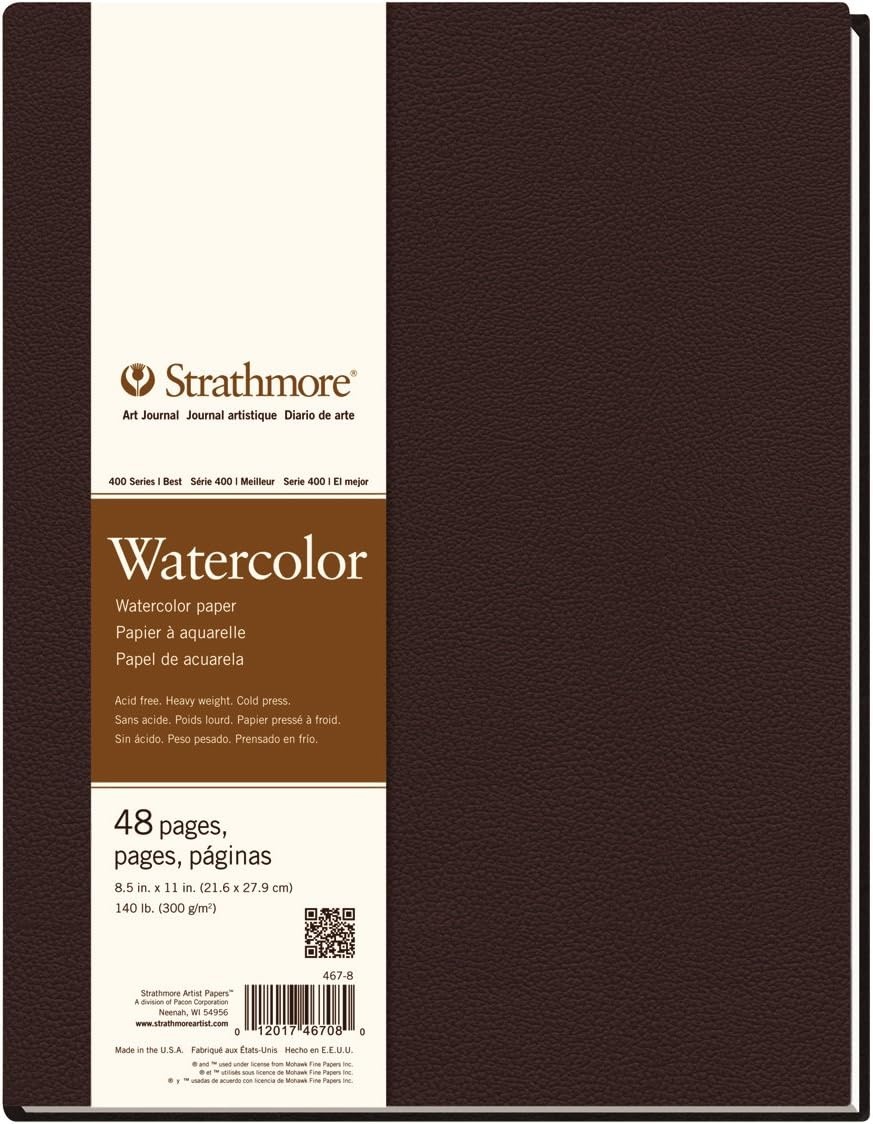 Strathmore 400 Series Softcover Watercolor Art Journal, 140 lb. Cold Press, 7.75 X 9.75 inches, White, 48 Pages (483-7)(Hardbound  Phase Out)