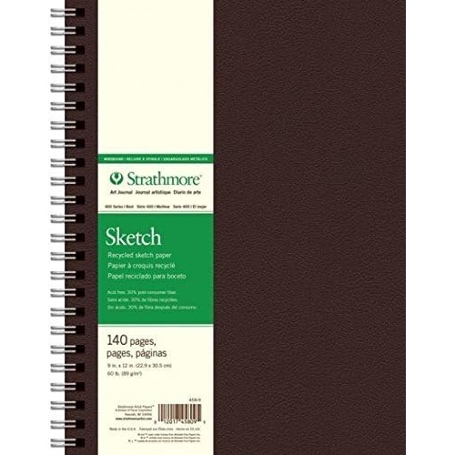 Strathmore 400 Series Recycled Art Sketch Pad, 9″x12″ Wirebound, 70 Sheets