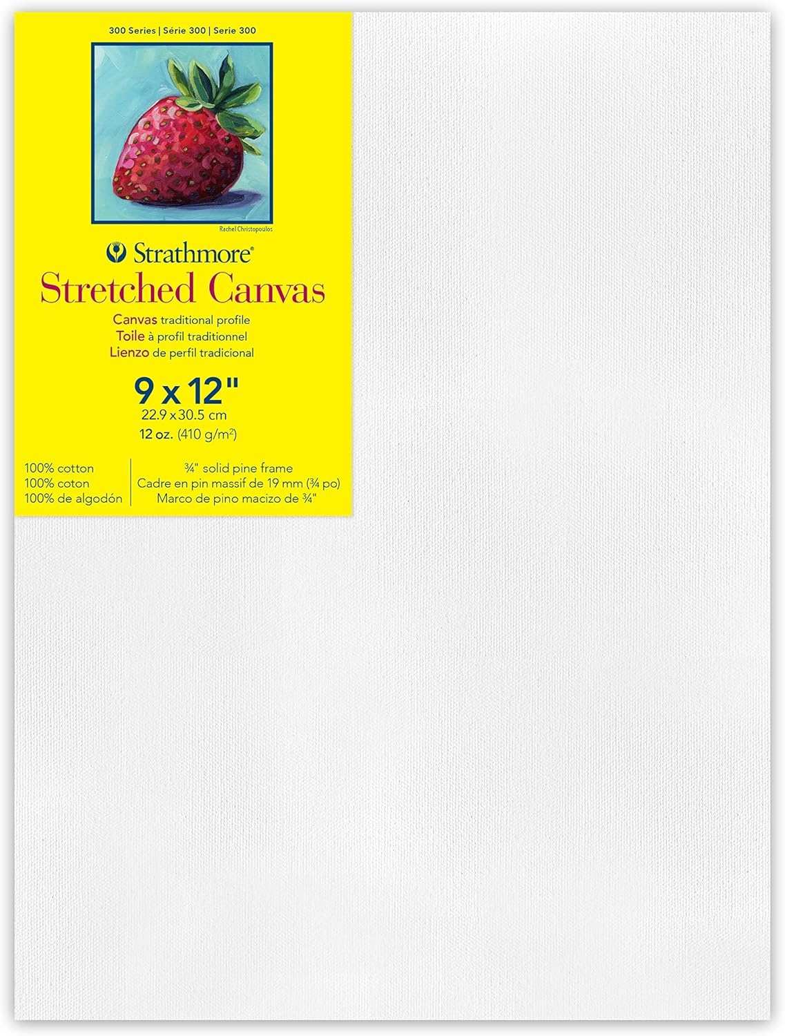 Strathmore 300 Series Stretched Canvas, Traditional Profile, 8×8 inches – Artist Canvas for Oil, Acrylic, Pouring & Mixed Media – 100% Cotton, Triple Primed(9×12)