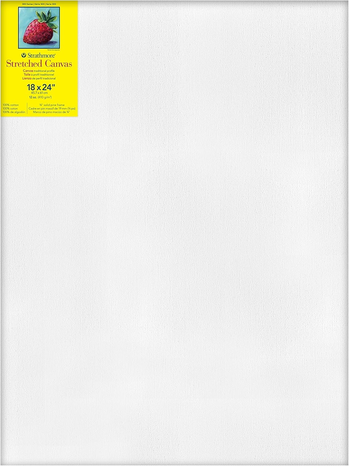 Strathmore 300 Series Stretched Canvas, Traditional Profile, 8×8 inches – Artist Canvas for Oil, Acrylic, Pouring & Mixed Media – 100% Cotton, Triple Primed(18×24)