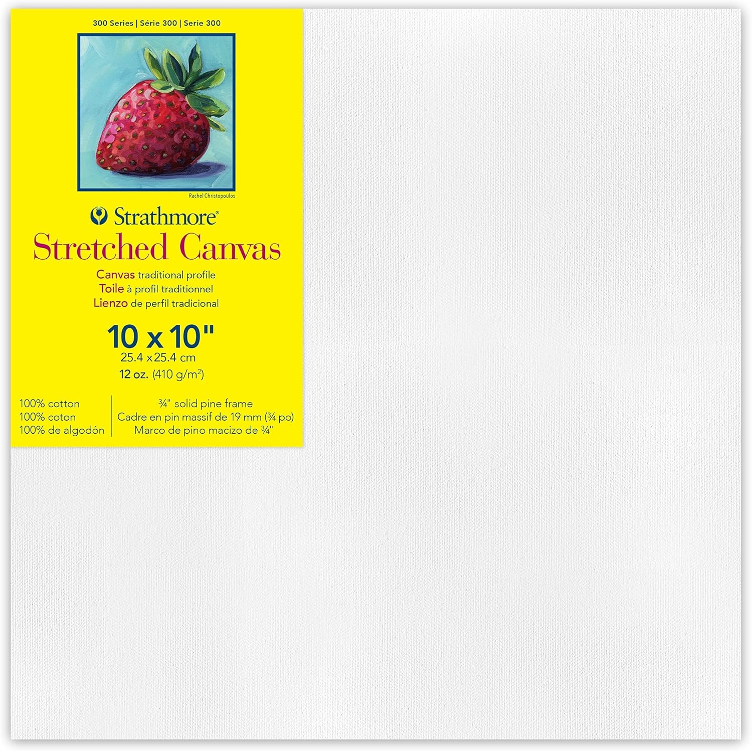 Strathmore 300 Series Stretched Canvas, Traditional Profile, 8×8 inches – Artist Canvas for Oil, Acrylic, Pouring & Mixed Media – 100% Cotton, Triple Primed(10×10)