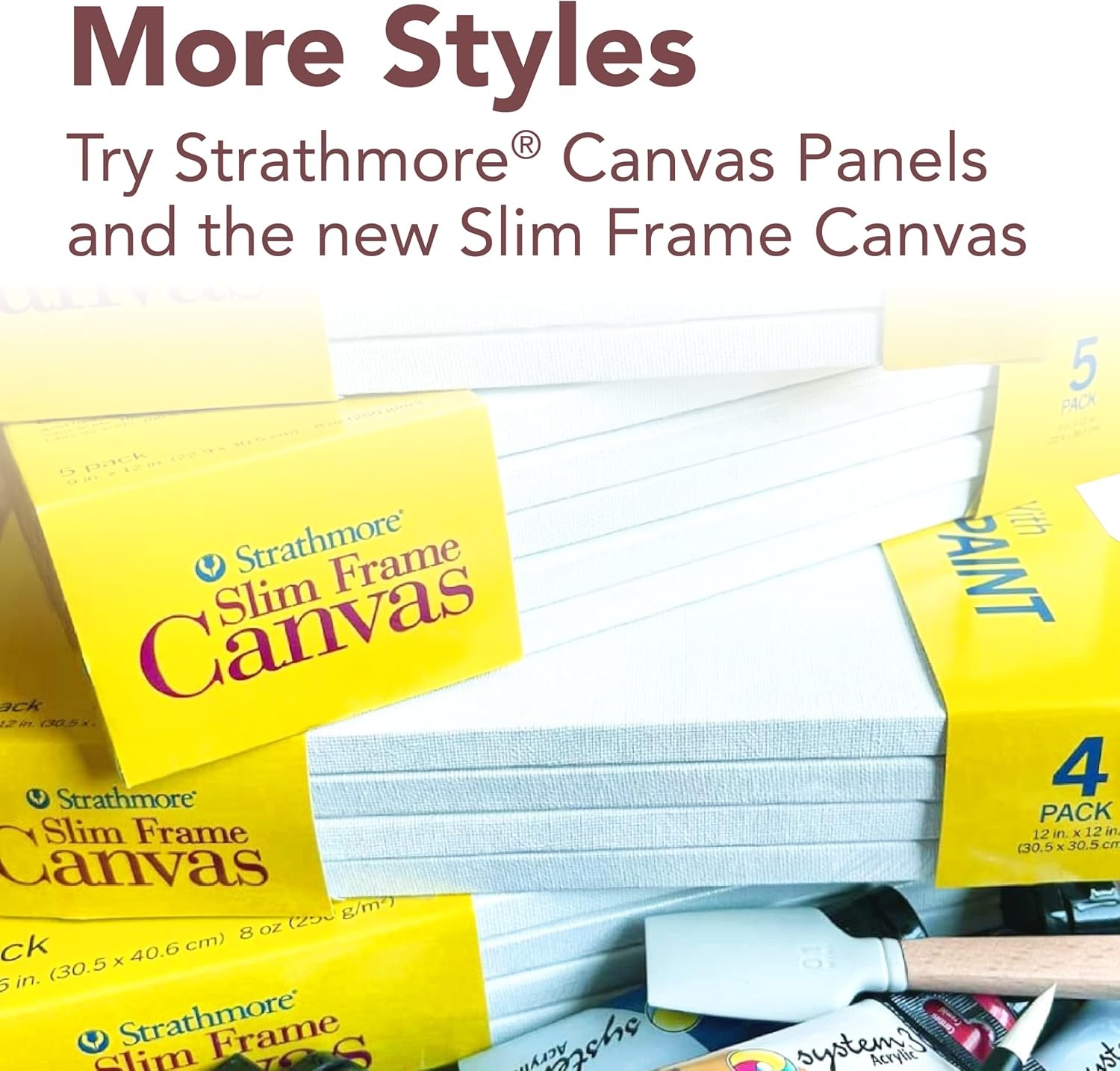 Strathmore 300 Series Stretched Canvas, Traditional Profile, 8×8 inches – Artist Canvas for Oil, Acrylic, Pouring & Mixed Media – 100% Cotton, Triple Primed(Size 3/8 inch)