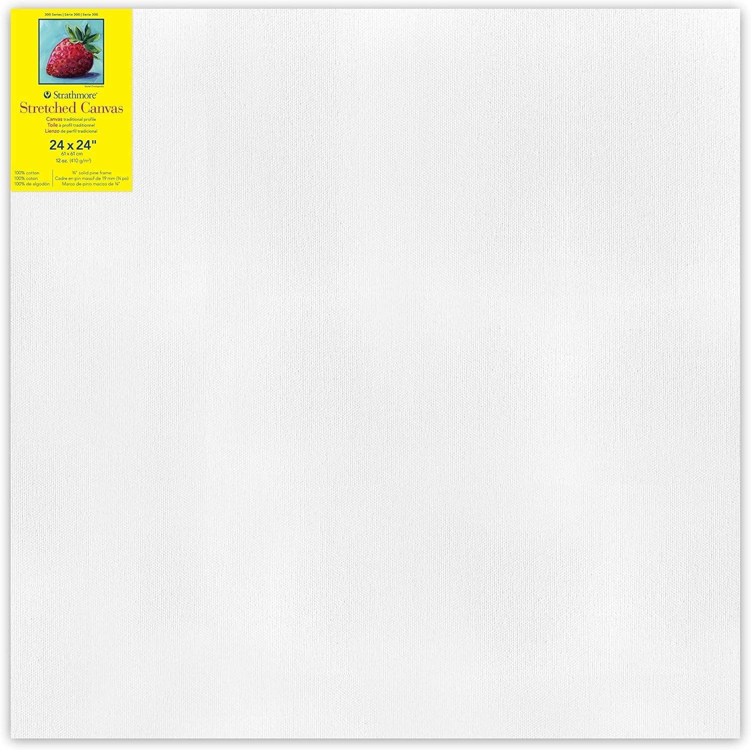 Strathmore 300 Series Stretched Canvas, Traditional Profile, 8×8 inches – Artist Canvas for Oil, Acrylic, Pouring & Mixed Media – 100% Cotton, Triple Primed(24×24)