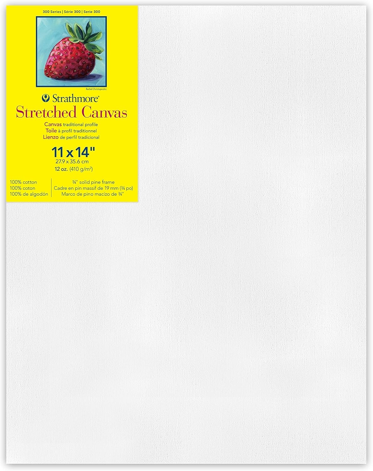 Strathmore 300 Series Stretched Canvas, Traditional Profile, 8×8 inches – Artist Canvas for Oil, Acrylic, Pouring & Mixed Media – 100% Cotton, Triple Primed(11×14)