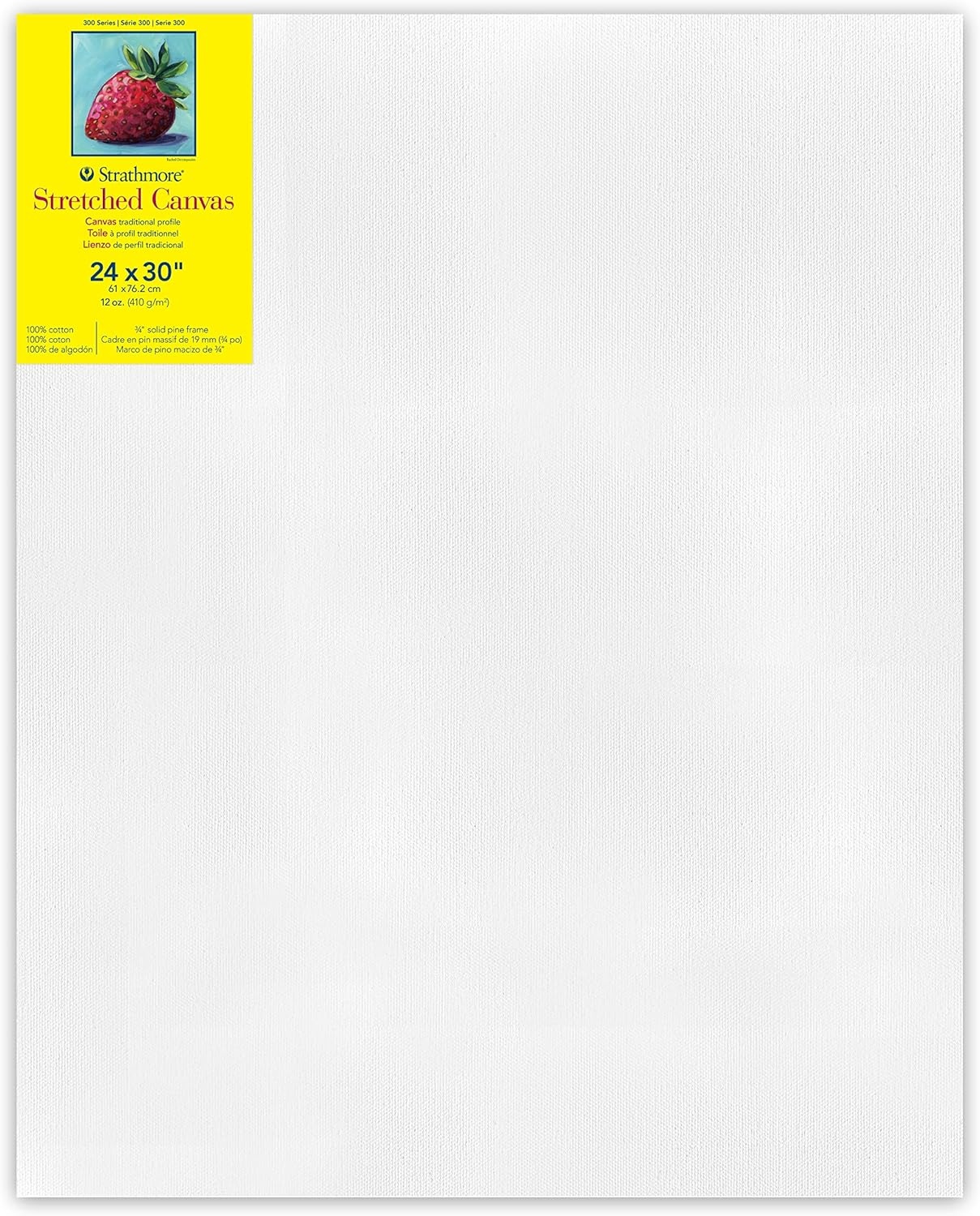 Strathmore 300 Series Stretched Canvas, Traditional Profile, 8×8 inches – Artist Canvas for Oil, Acrylic, Pouring & Mixed Media – 100% Cotton, Triple Primed(24×30)