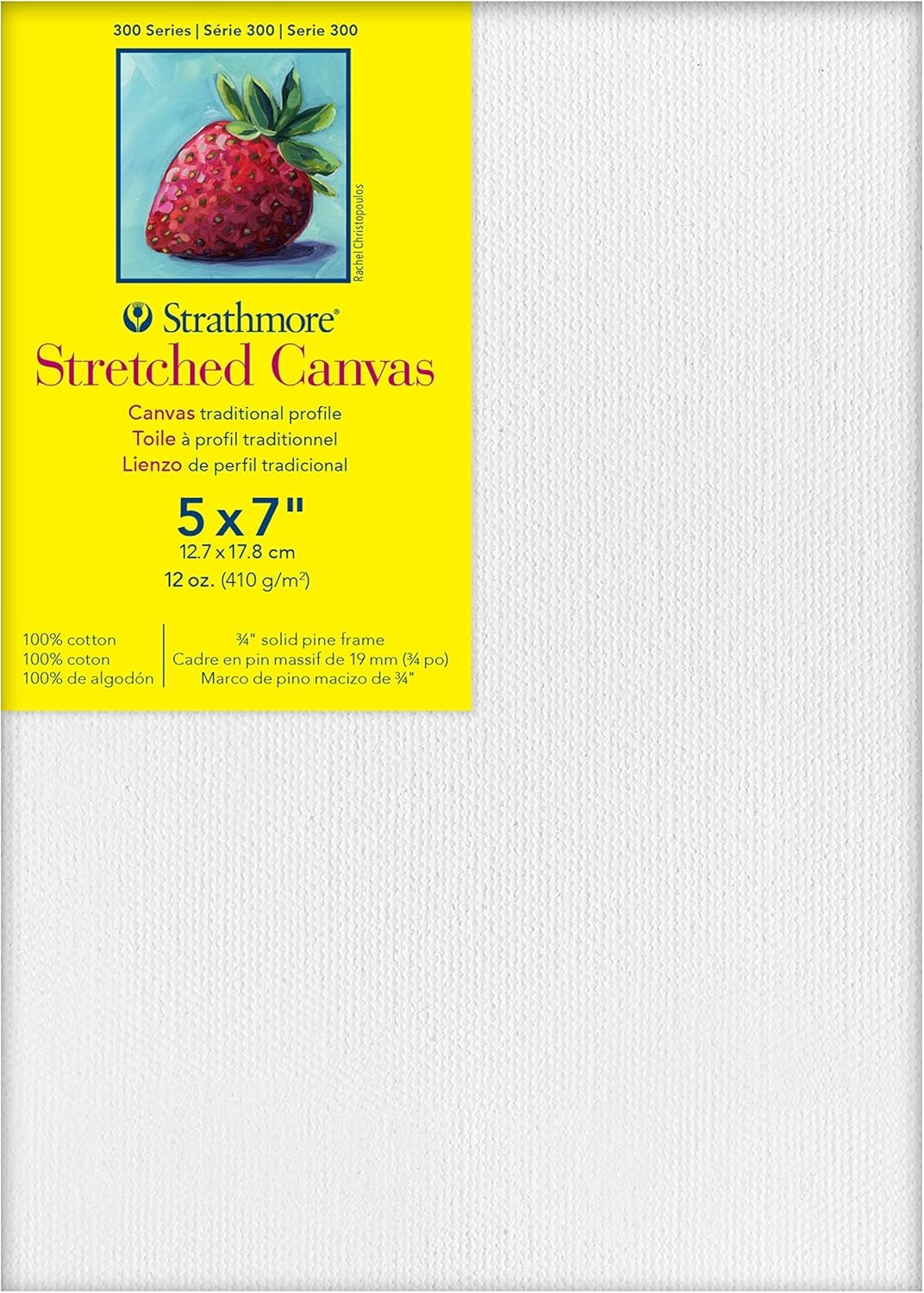Strathmore 300 Series Stretched Canvas, Traditional Profile, 8×8 inches – Artist Canvas for Oil, Acrylic, Pouring & Mixed Media – 100% Cotton, Triple Primed(5×7)