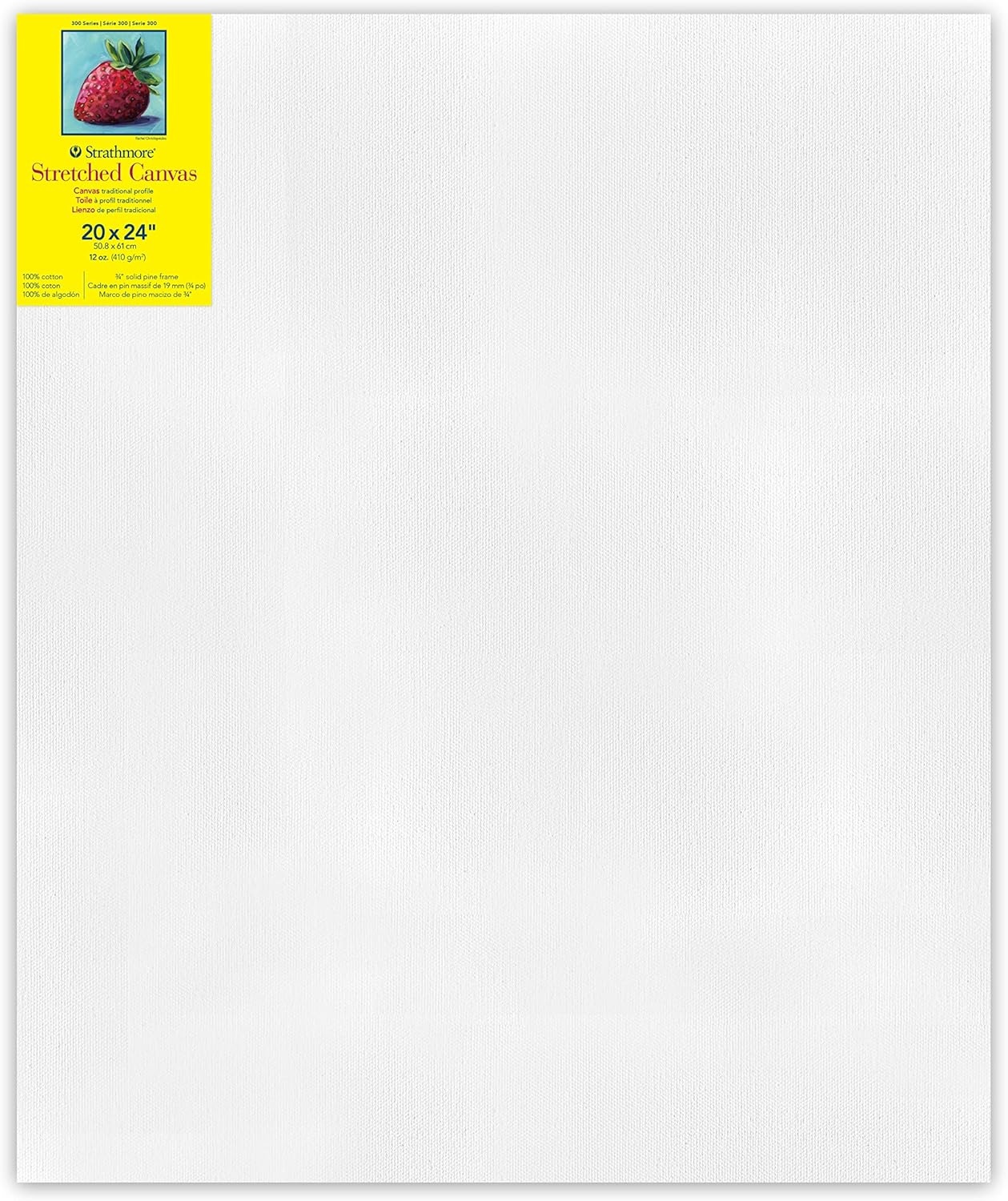 Strathmore 300 Series Stretched Canvas, Traditional Profile, 8×8 inches – Artist Canvas for Oil, Acrylic, Pouring & Mixed Media – 100% Cotton, Triple Primed(20×24)