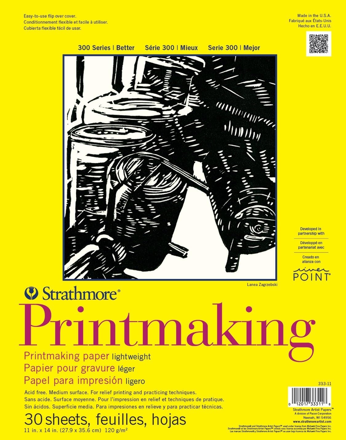 Strathmore 300 Series Glue Bound Printmaking Pad, Lightweight, 5 X 7 inches, White, 40 Sheets (333-5)(Paper Pad)