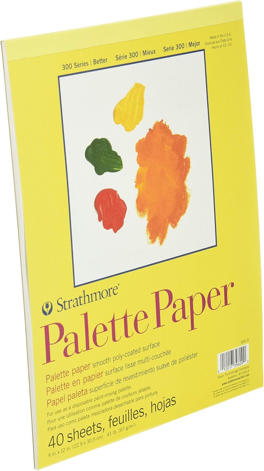 Strathmore 300 Series Palette Paper Pad, Tape Bound, 9×12 inches, 40 Sheets (41lb/67g) – Artist Paper for Adults and Students(9×12)