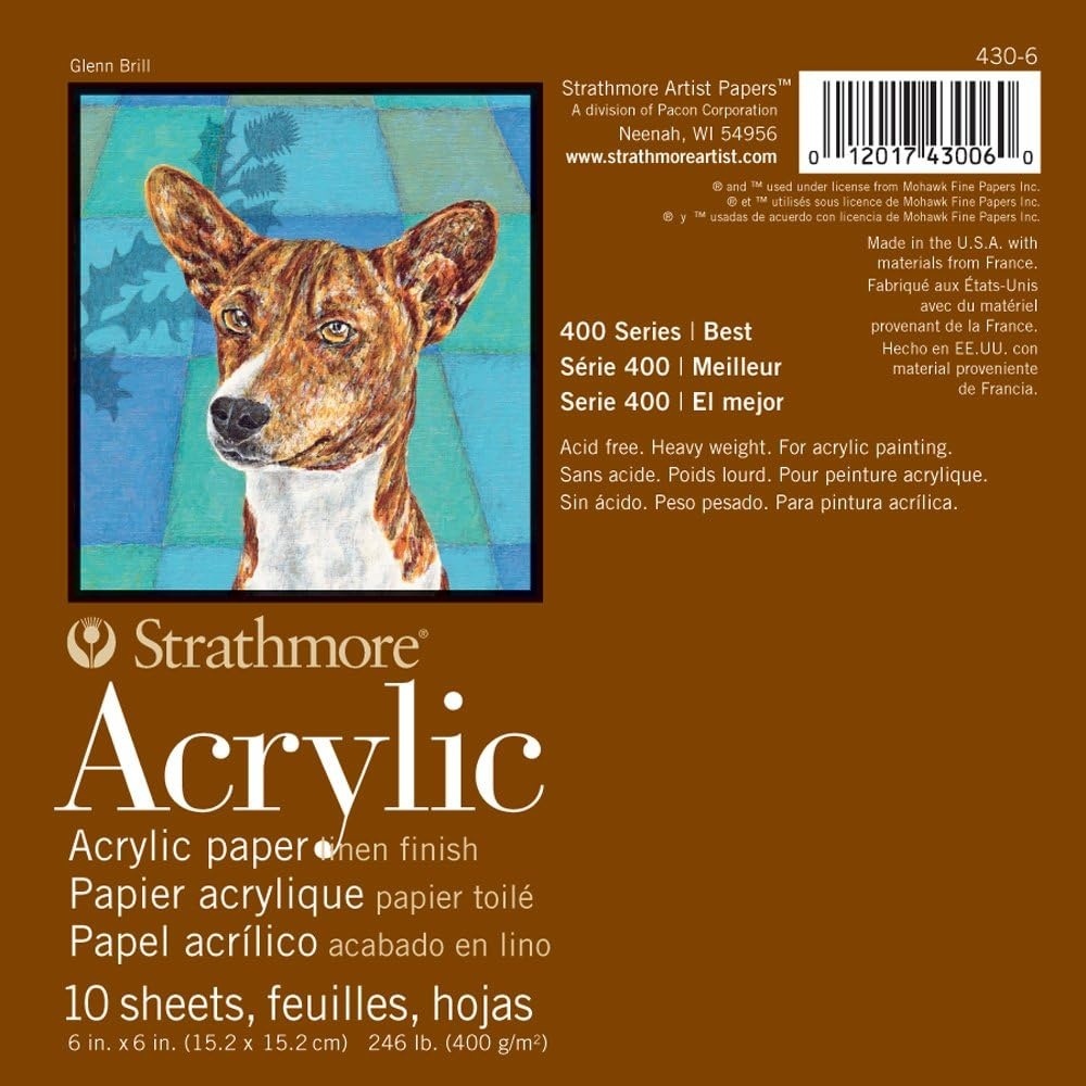 Strathmore 400 Series Acrylic Paper, Foldover Pad, 12×12 inches, 10 Sheets (246lb/400g) – Artist Paper for Adults and Students