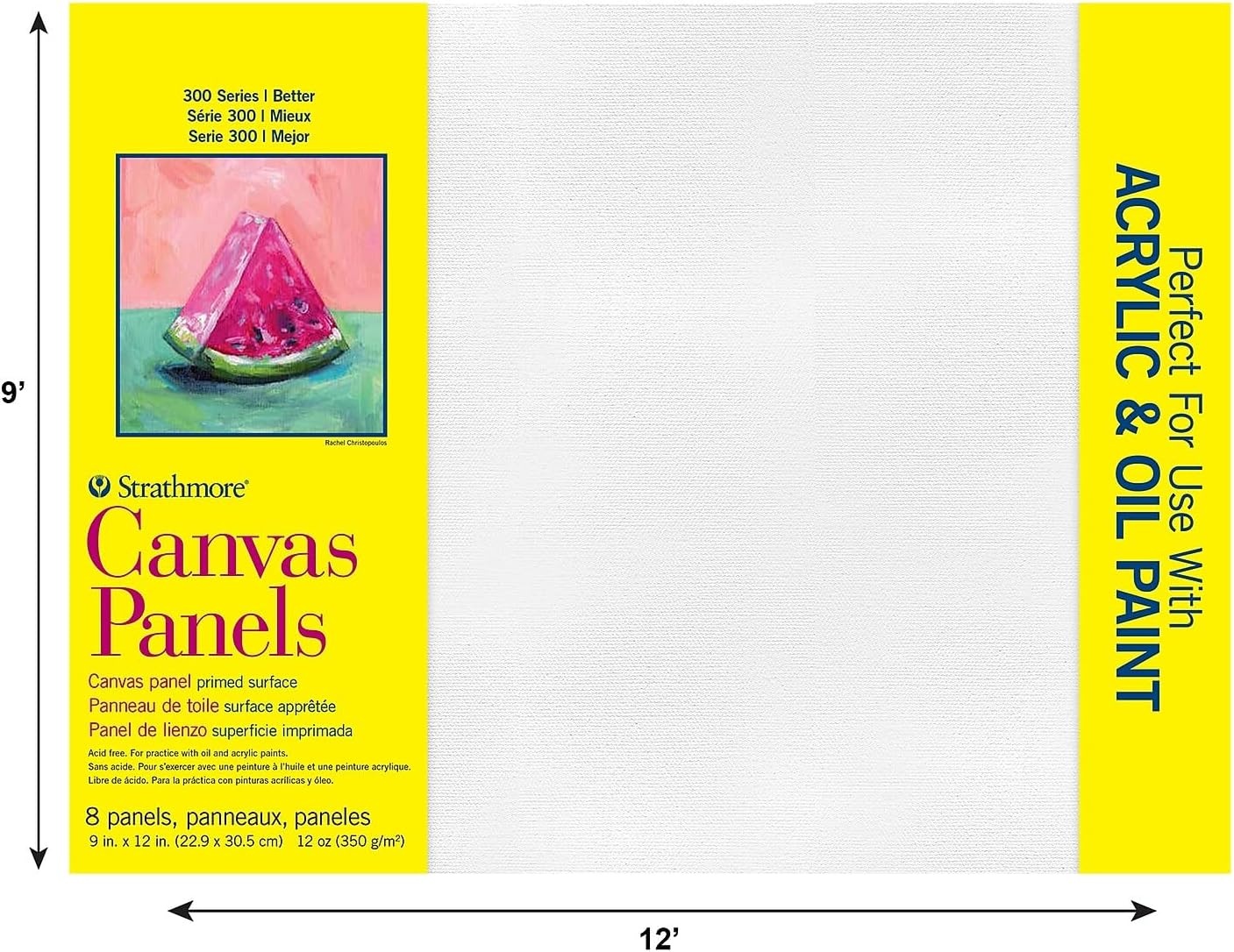 Strathmore 300 Series Canvas Panels, 5×7, White 16 Count(9×12)