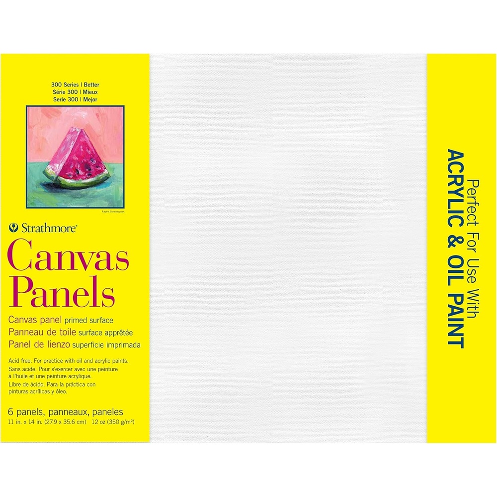 Strathmore 300 Series Canvas Panels, 5×7, White 16 Count(11×14)