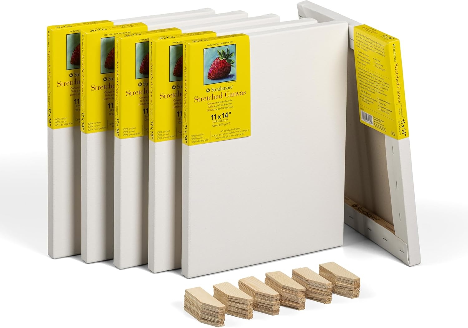 Strathmore 300 Series Gallery Stretched Canvas Pack, 8×10 inch, 3 Pack, Art Canvas for Students Professionals(11×14 inch)
