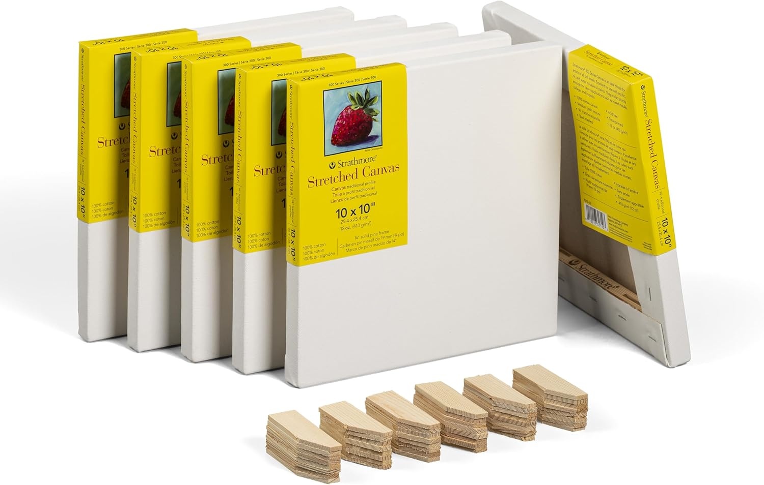Strathmore 300 Series Gallery Stretched Canvas Pack, 8×10 inch, 3 Pack, Art Canvas for Students Professionals(10×10 inch)