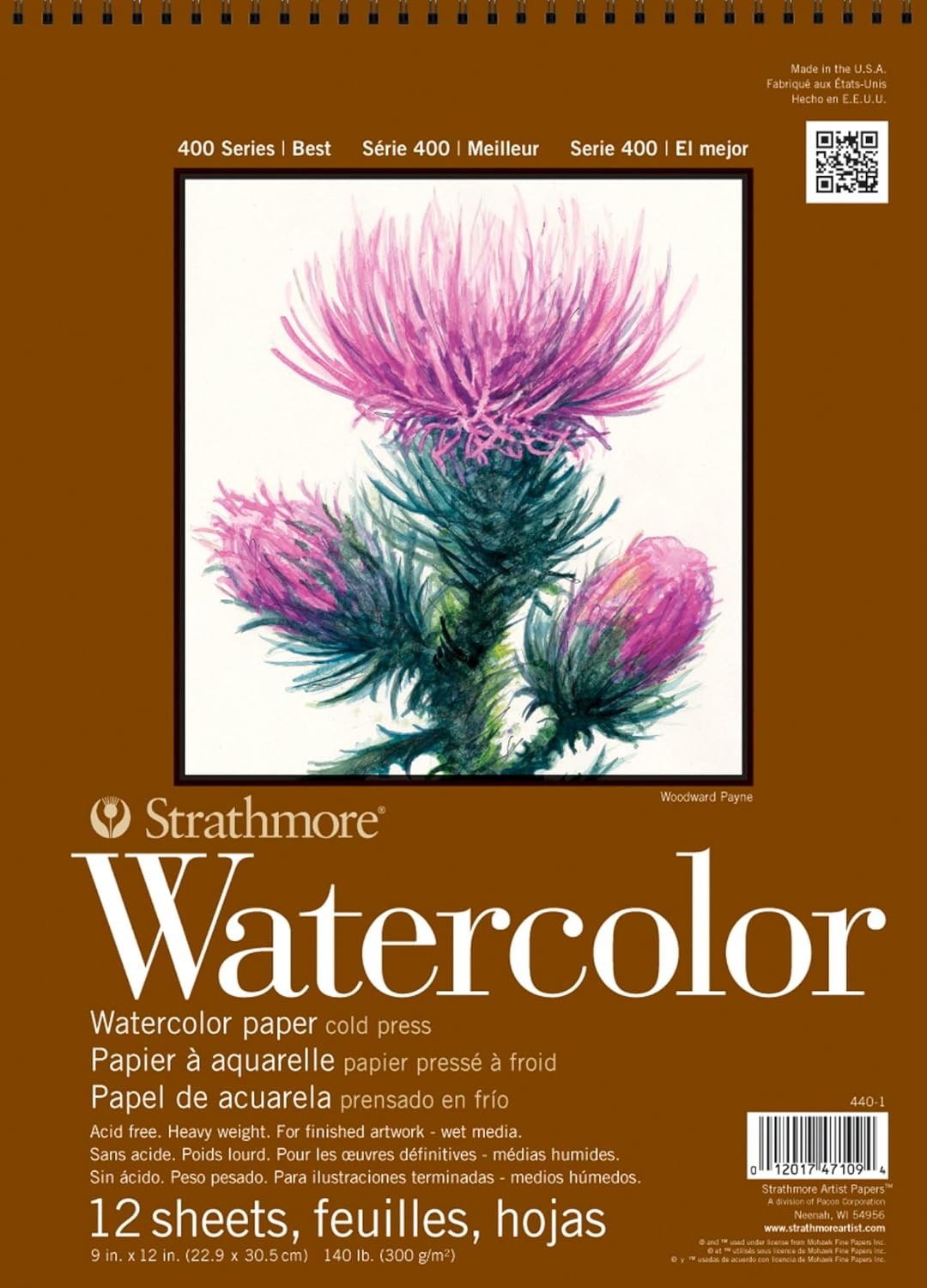 Strathmore 400 Series Watercolor Block, Cold Press, 9″x12″ Bound (4 Sides), 15 Sheets/Block, White(9 x 12 inches)