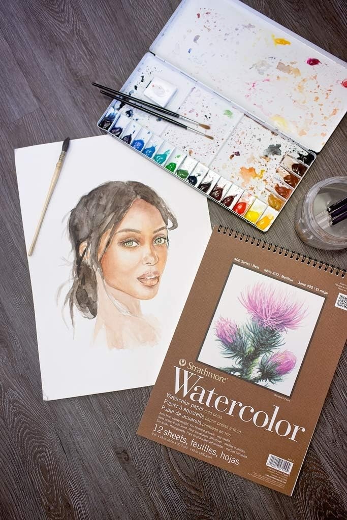 Strathmore 400 Series Watercolor Block, Cold Press, 9″x12″ Bound (4 Sides), 15 Sheets/Block, White(9 x 12 inches)