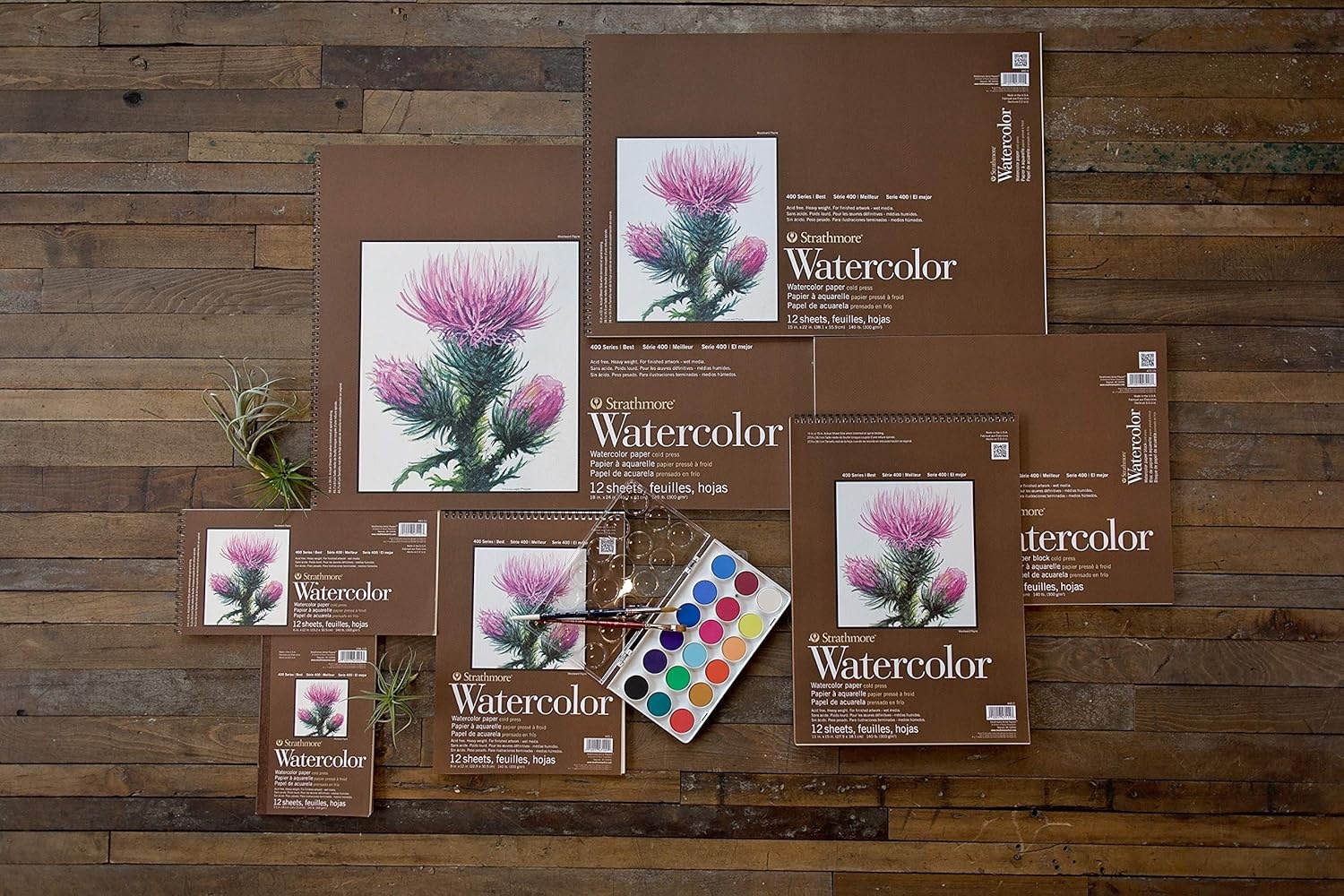Strathmore 400 Series Watercolor Block, Cold Press, 9″x12″ Bound (4 Sides), 15 Sheets/Block, White(9 x 12 inches)