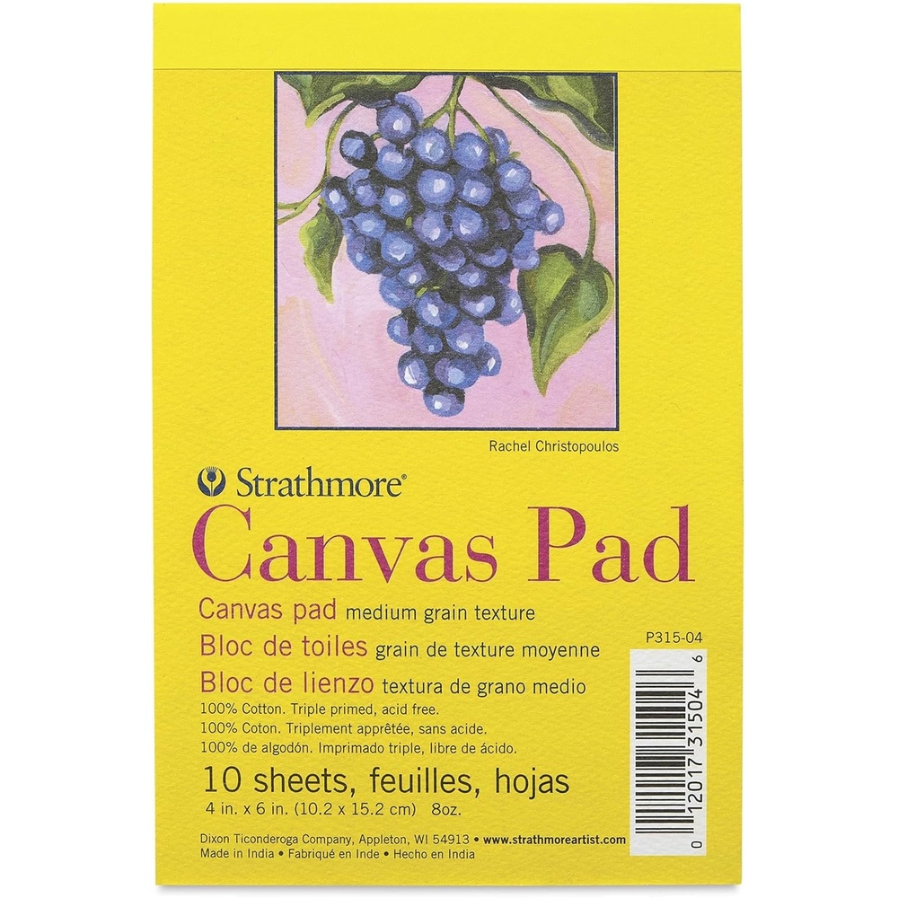 Strathmore 300 Series Canvas Pad, Tape Binding, 10 Sheets, 4×6 inch, White, 1 Count