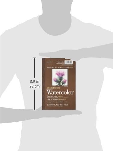 Strathmore 400 Series Watercolor Block, Cold Press, 9″x12″ Bound (4 Sides), 15 Sheets/Block, White(5.5 x 8.5 inches)