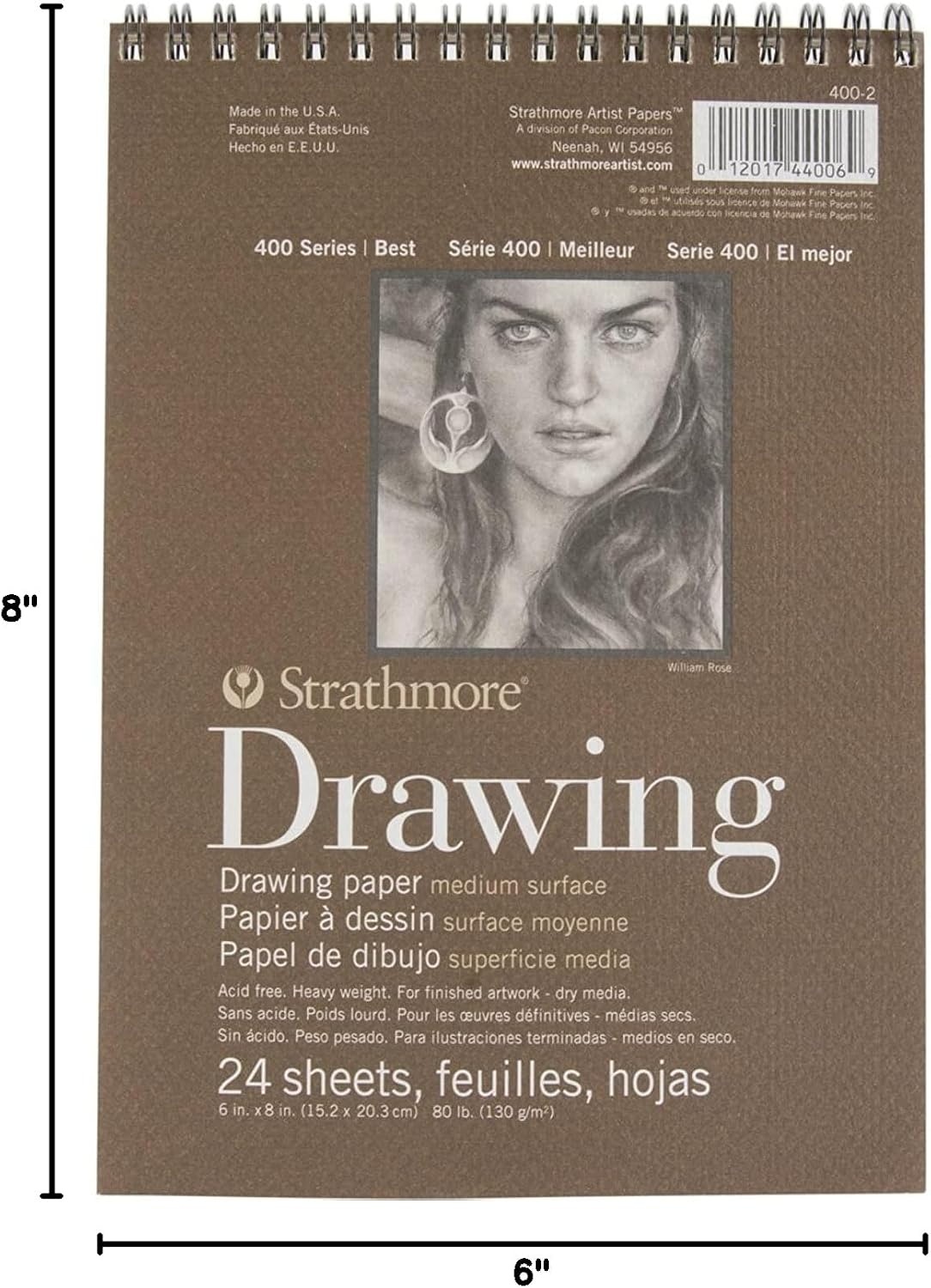 Strathmore Medium Drawing Spiral Paper Pad 6″X8″-24 Sheets -62400200(Medium)