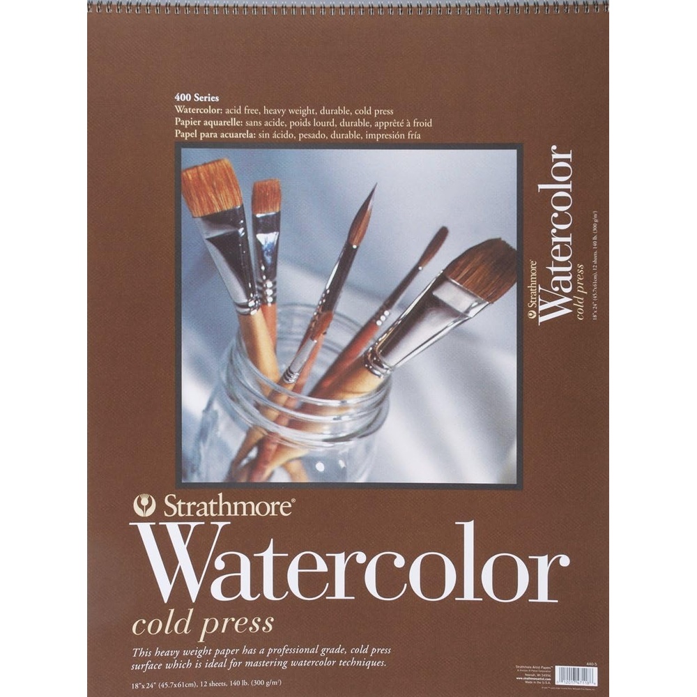 Strathmore P440-5 Watercolor Pad, 18″x24″ Wire Bound, 12 Sheets