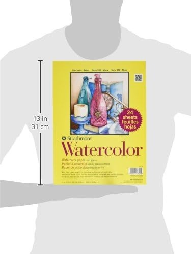 Strathmore 300 Series Watercolor Paper Pad, Top Wire Bound, 9×12 inches, 12 Sheets (140lb/300g) – Artist Paper for Adults and Students – Watercolors, Mixed Media, Markers and Art Journaling(9×12)
