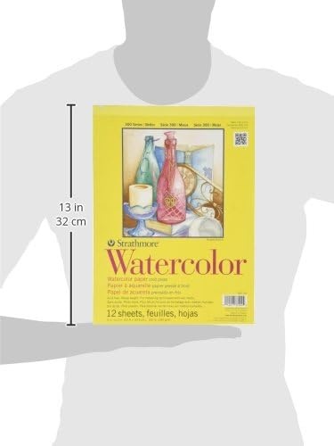 Strathmore 300 Series Watercolor Paper Pad, Top Wire Bound, 9×12 inches, 12 Sheets (140lb/300g) – Artist Paper for Adults and Students – Watercolors, Mixed Media, Markers and Art Journaling(9×12)