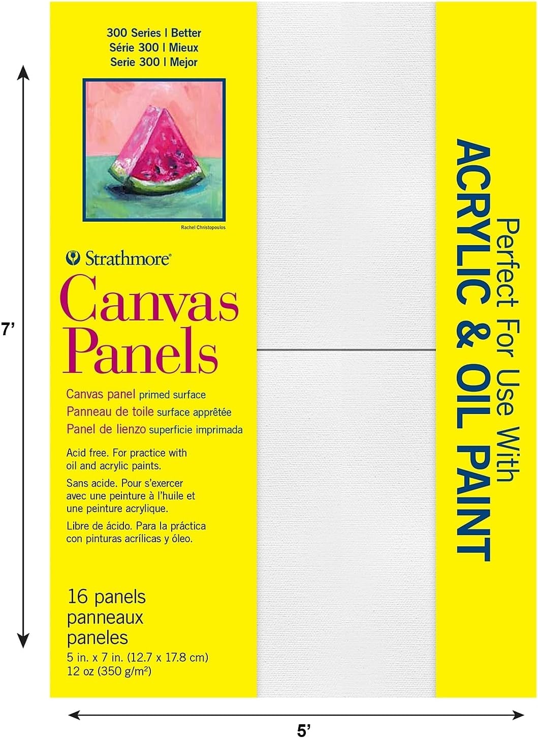 Strathmore 300 Series Canvas Panels, 5×7, White 16 Count(5 Piece)