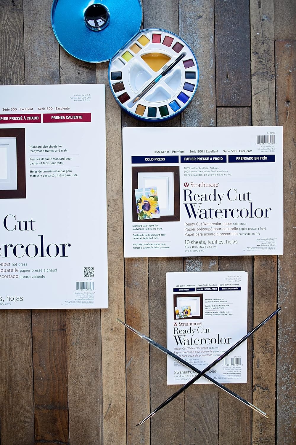 Strathmore 500 Series Ready Cut Watercolor Sheets, 140 lb. Cold Press, 5 X 7 inches, White, 25 Sheets (140-205)(Ready Cut  Hot Press)
